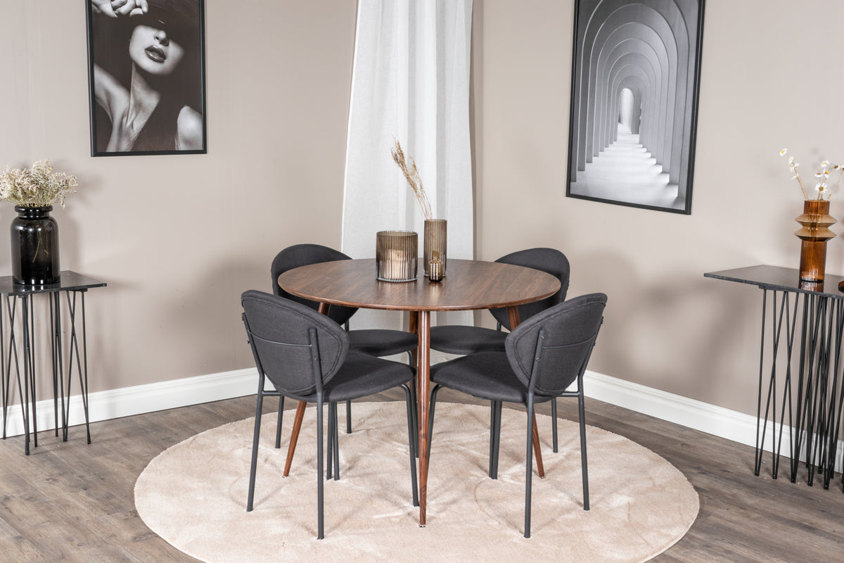 Venture Design Vault & Plaza Matstolar Svart + Matbord ⌀100