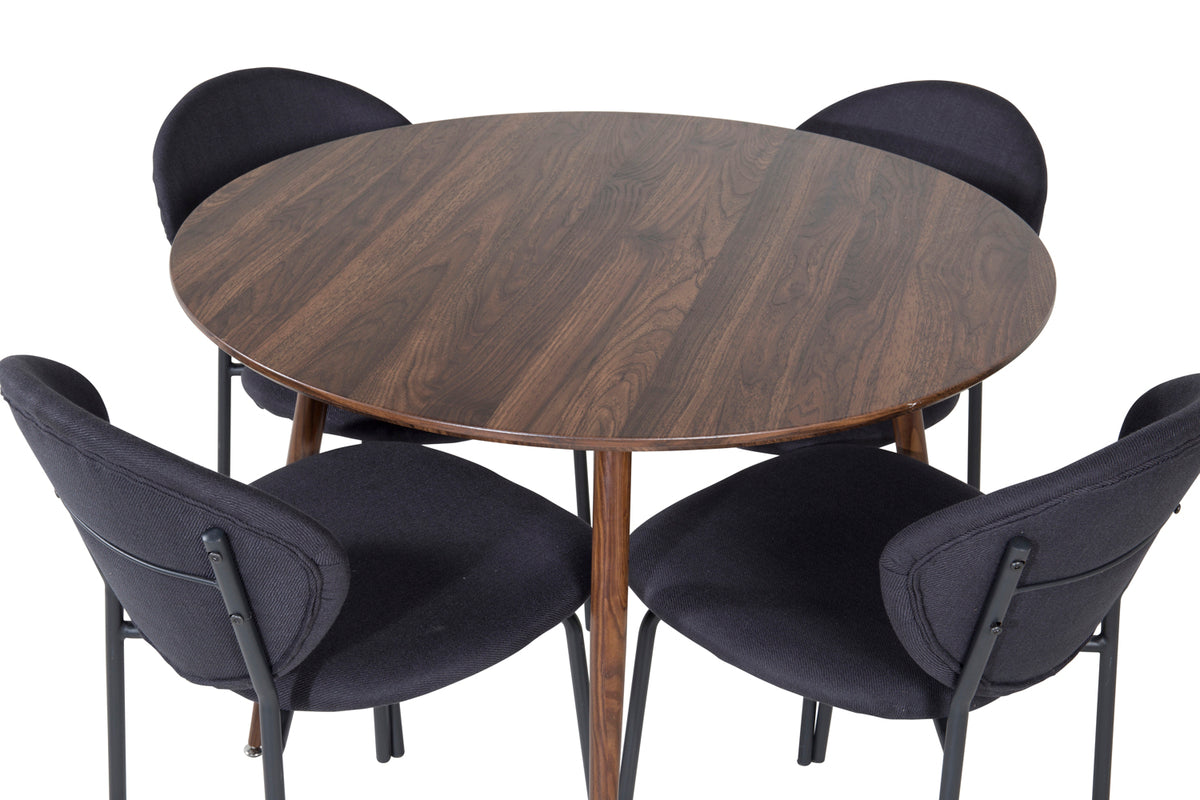 Venture Design Vault & Plaza Matstolar Svart + Matbord ⌀100