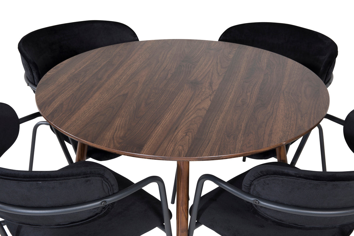 Venture Design Arrow & Plaza Matstolar Svart + Matbord ⌀100