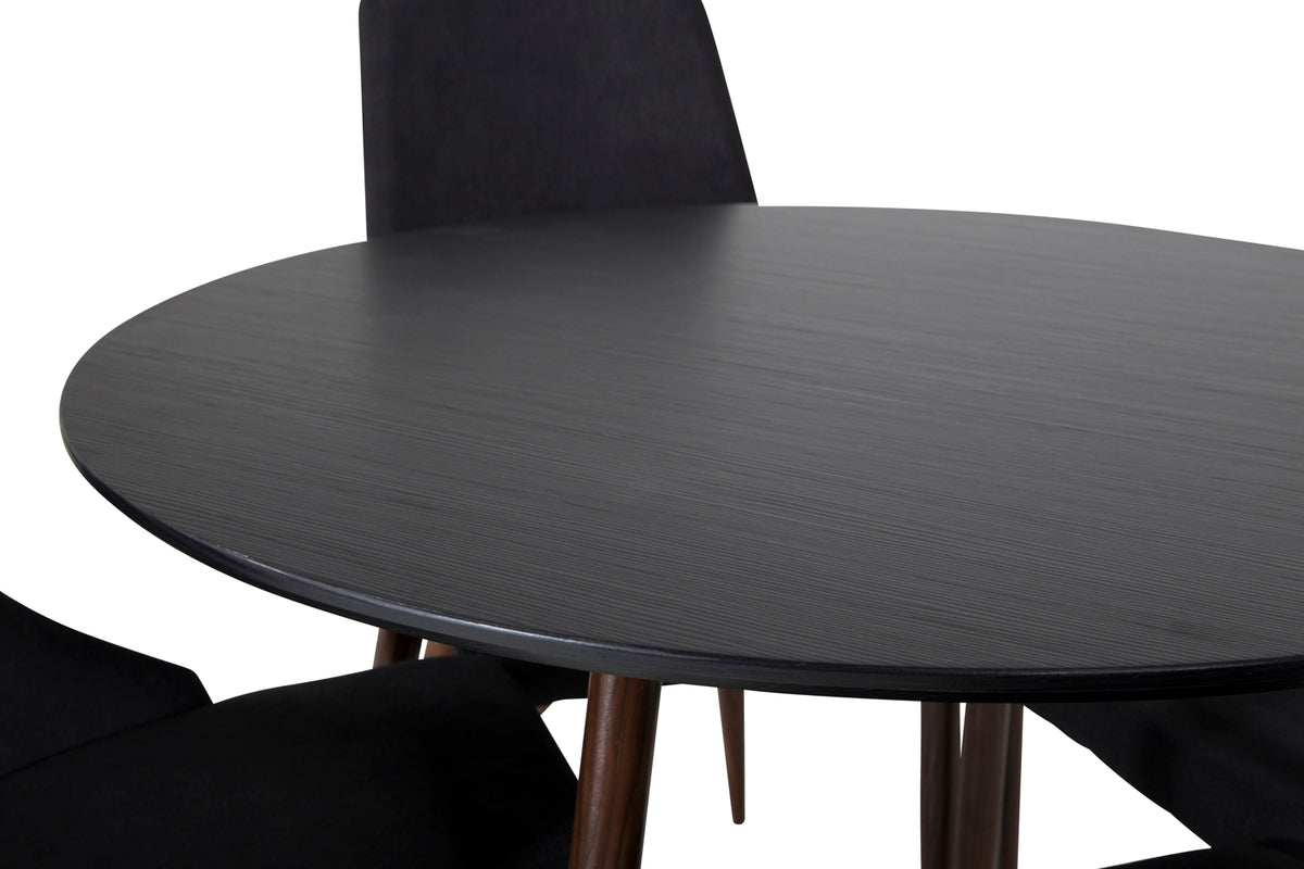 Venture Design Leone & Plaza Matstolar 2-pack Svart + Runda Matbord ⌀100 Svart