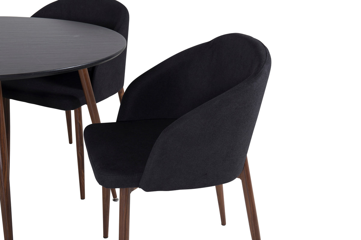 Venture Design Arch & Plaza Matstolar Svart + Matbord ⌀100