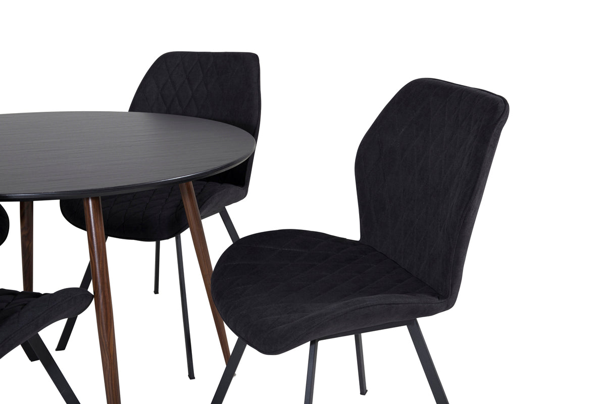Venture Design Gemma & Plaza Matstolar 2-pack Svart + Runda Matbord ⌀100 Svart