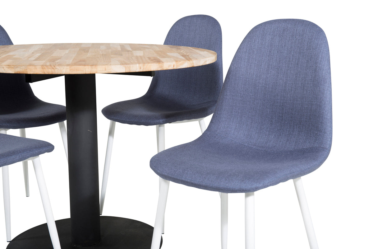 Venture Design Cirebon & Polar Matbord ⌀100 + Matstolar Blå