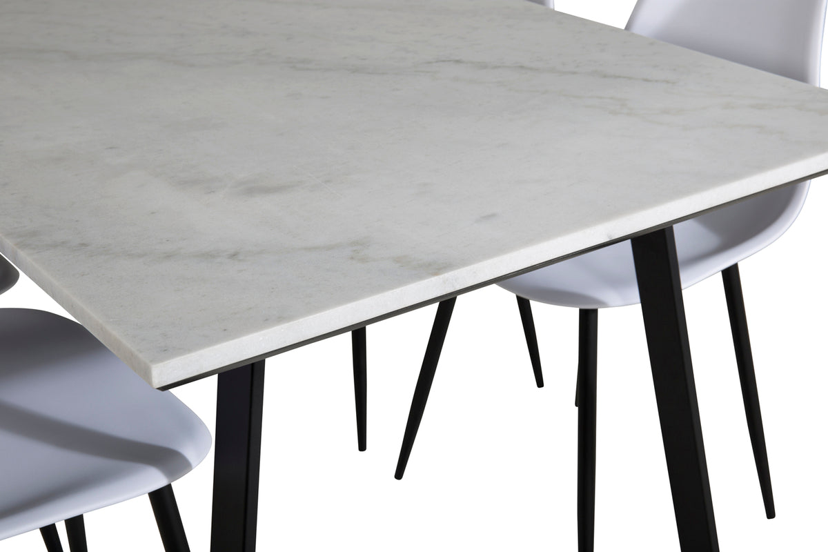 Venture Design Estelle & Polar Rektangulära Matbord 140 x 90 Svart + Matstolar 2-pack Vit