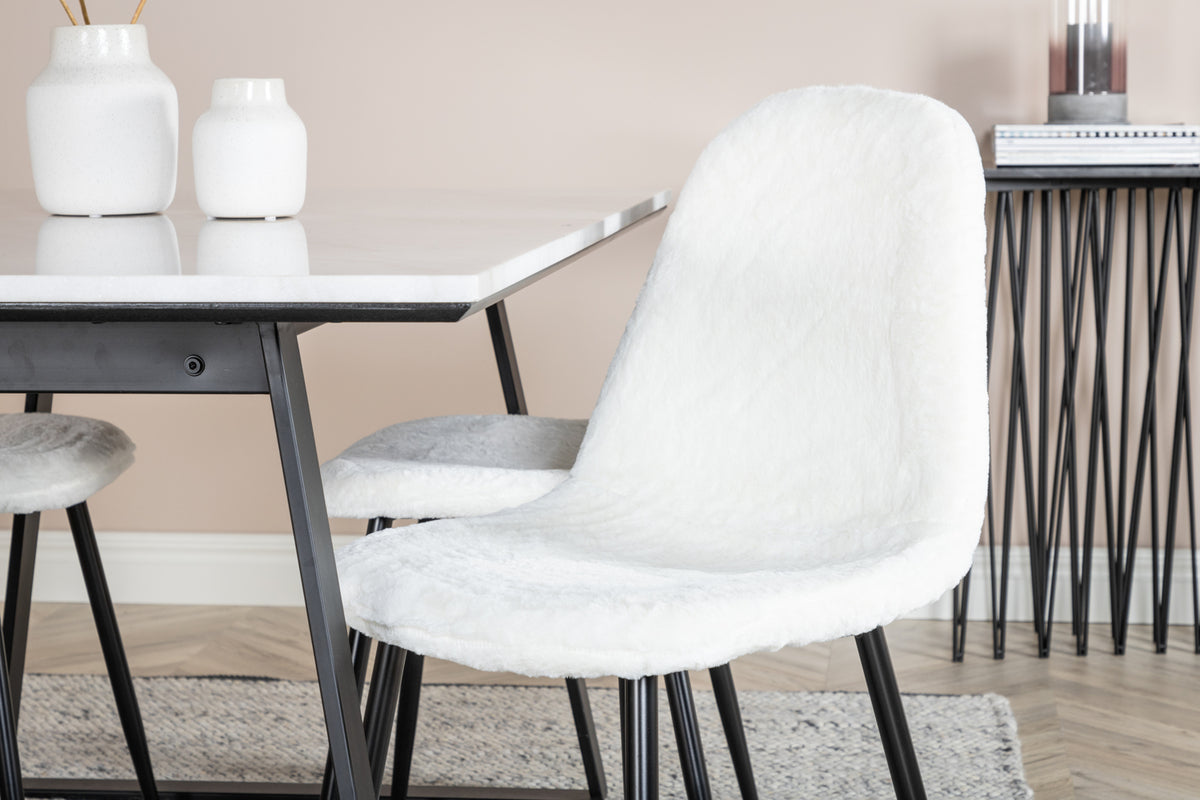 Venture Design Estelle & Polar Rektangulära Matbord 140 x 90 Svart + Matstolar 2-pack Vit