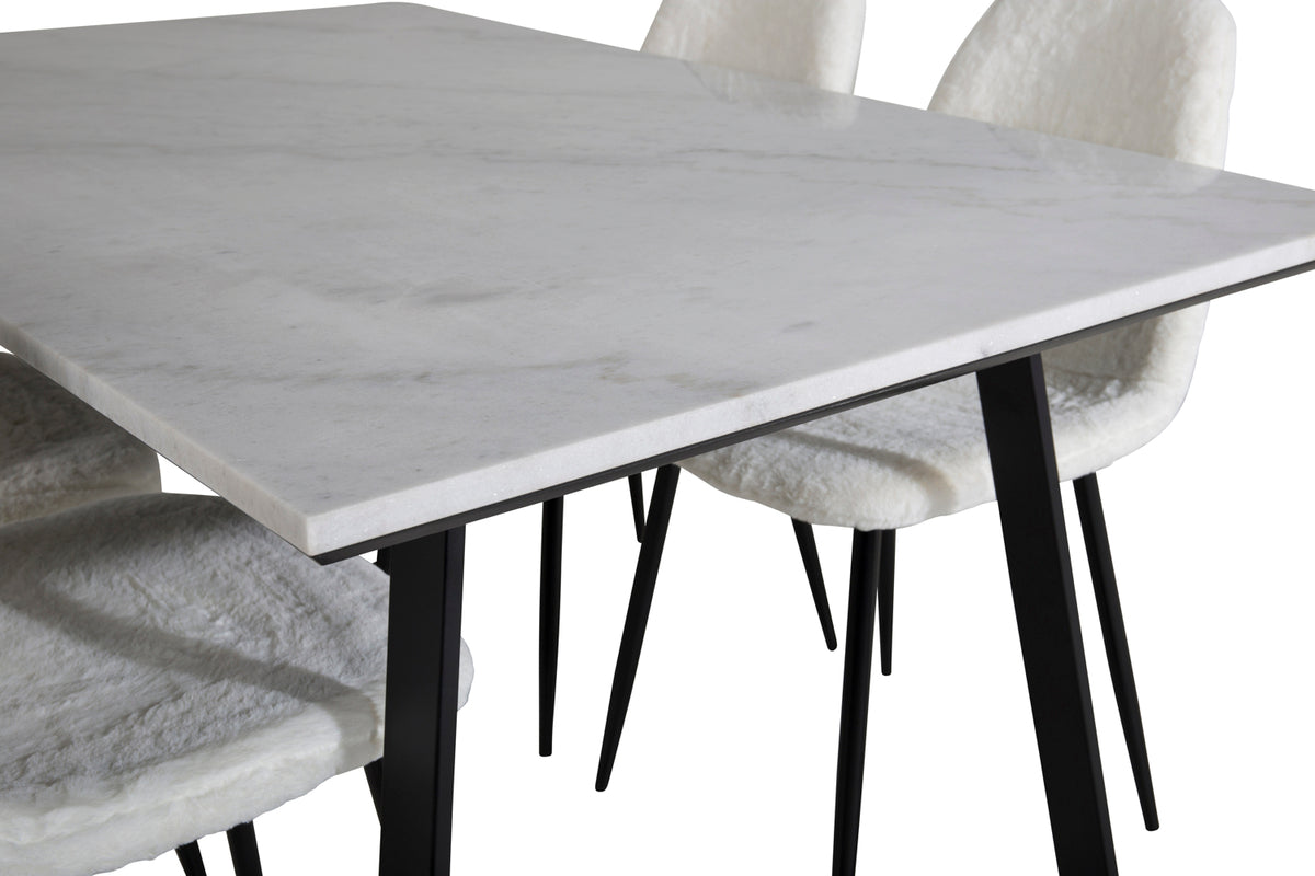 Venture Design Estelle & Polar Rektangulära Matbord 140 x 90 Svart + Matstolar 2-pack Vit
