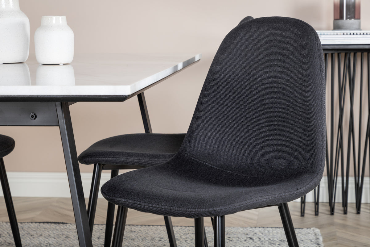 Venture Design Estelle & Polar Rektangulära Matbord 140 x 90 Svart + Matstolar 2-pack Svart