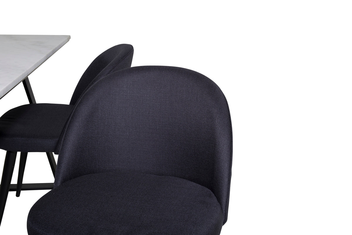 Venture Design Estelle & Velvet Rektangulära Matbord 140 x 90 Svart + Matstolar 2-pack Svart