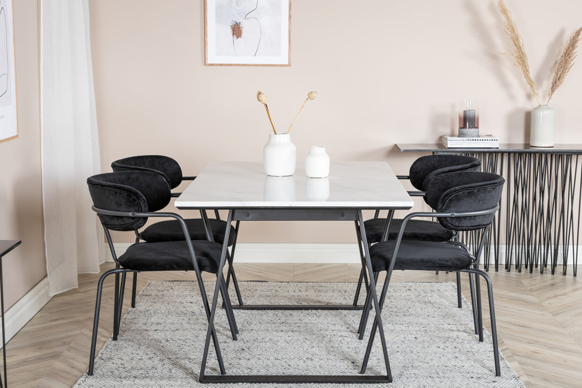 Venture Design Arrow & Estelle Matstolar Svart + Matbord 90x140