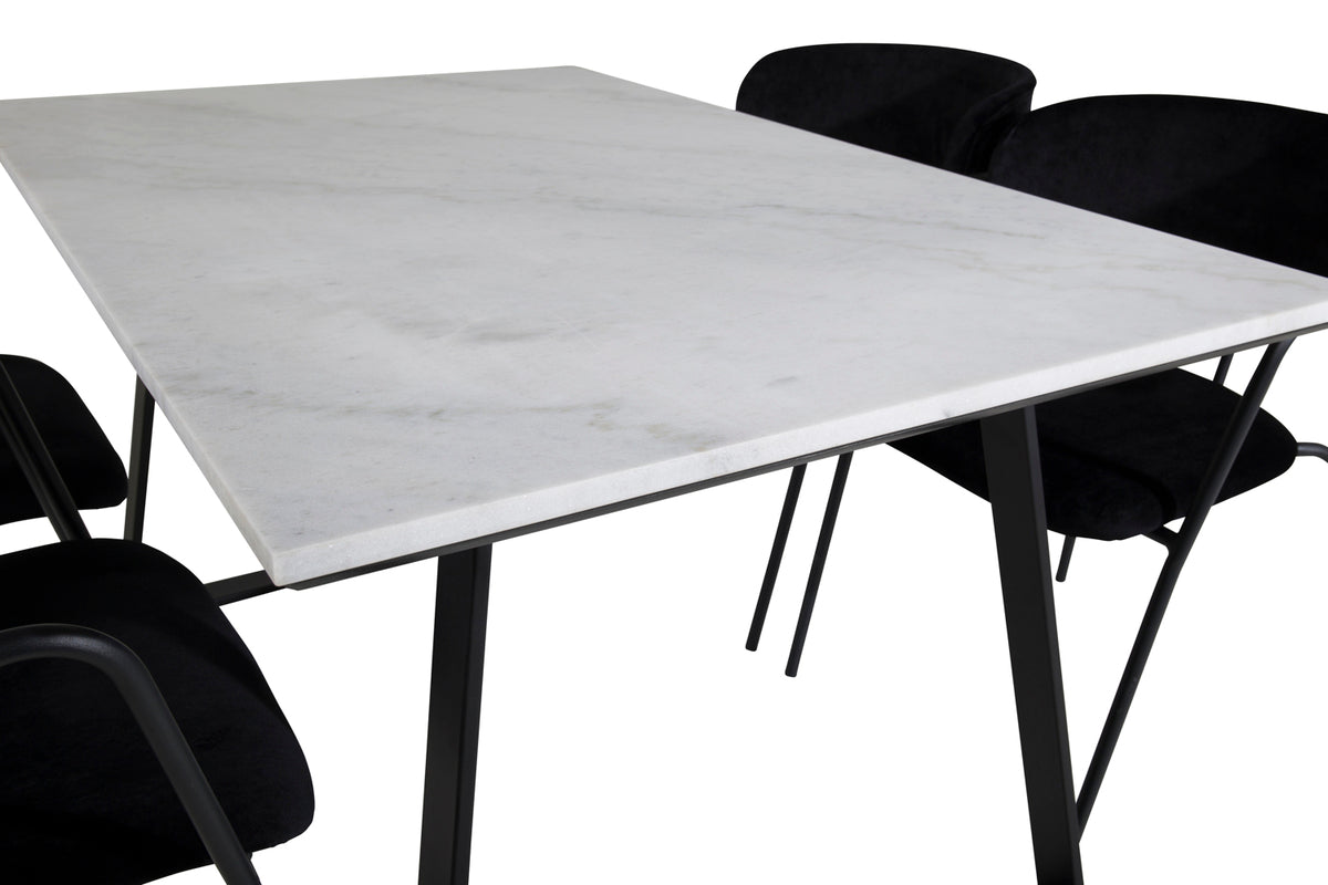 Venture Design Arrow & Estelle Matstolar Svart + Matbord 90x140