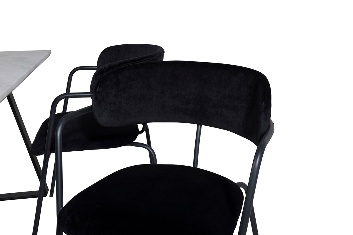 Venture Design Arrow & Estelle Matstolar Svart + Matbord 90x140