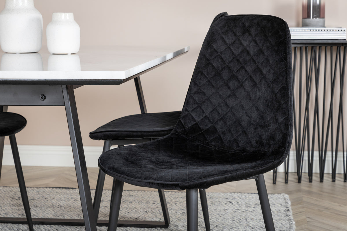 Venture Design Estelle & Polar Rektangulära Matbord 140 x 90 Svart + Matstolar 2-pack Svart