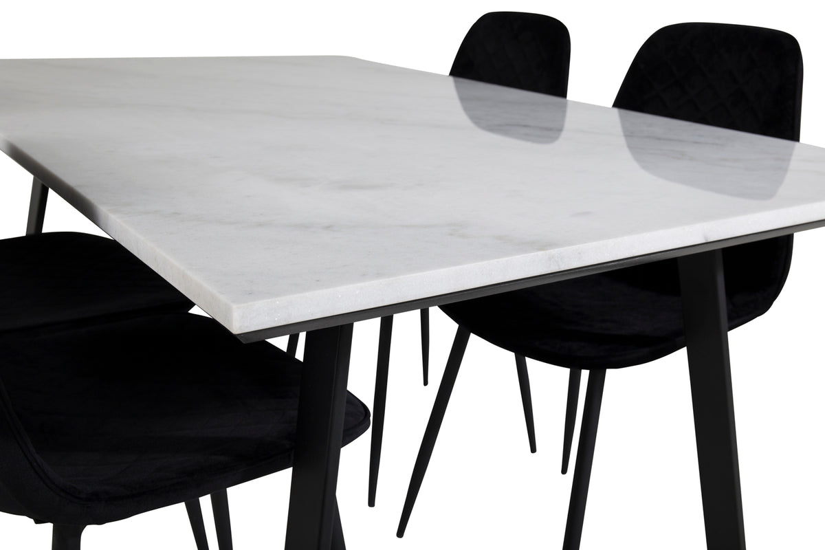 Venture Design Estelle & Polar Rektangulära Matbord 140 x 90 Svart + Matstolar 2-pack Svart