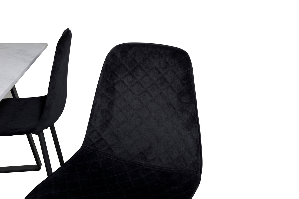 Venture Design Estelle & Polar Rektangulära Matbord 140 x 90 Svart + Matstolar 2-pack Svart