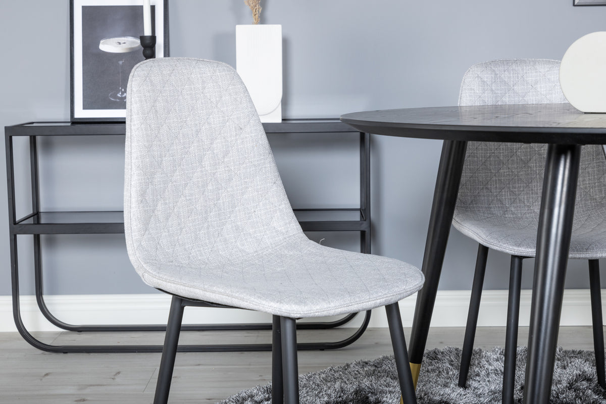 Venture Design Dipp & Polar Runda Matbord ⌀115 Svart + Matstolar 2-pack Grå