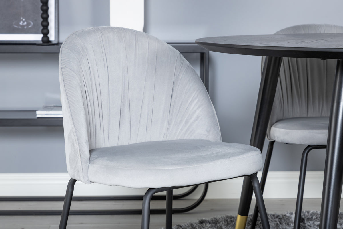 Venture Design Wrinkles & Dipp Matstolar 2-pack Grå + Runda Matbord ⌀115 Svart