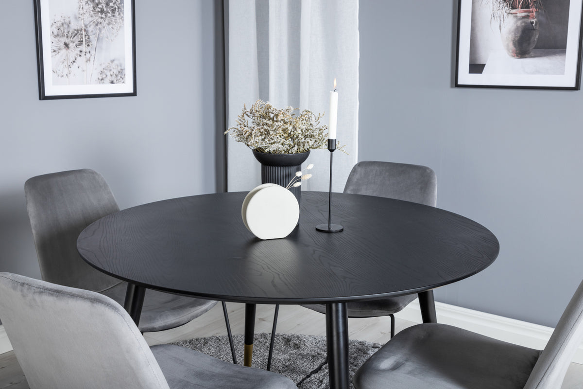 Venture Design Muce & Dipp Matstolar 2-pack Grå + Runda Matbord ⌀115 Svart