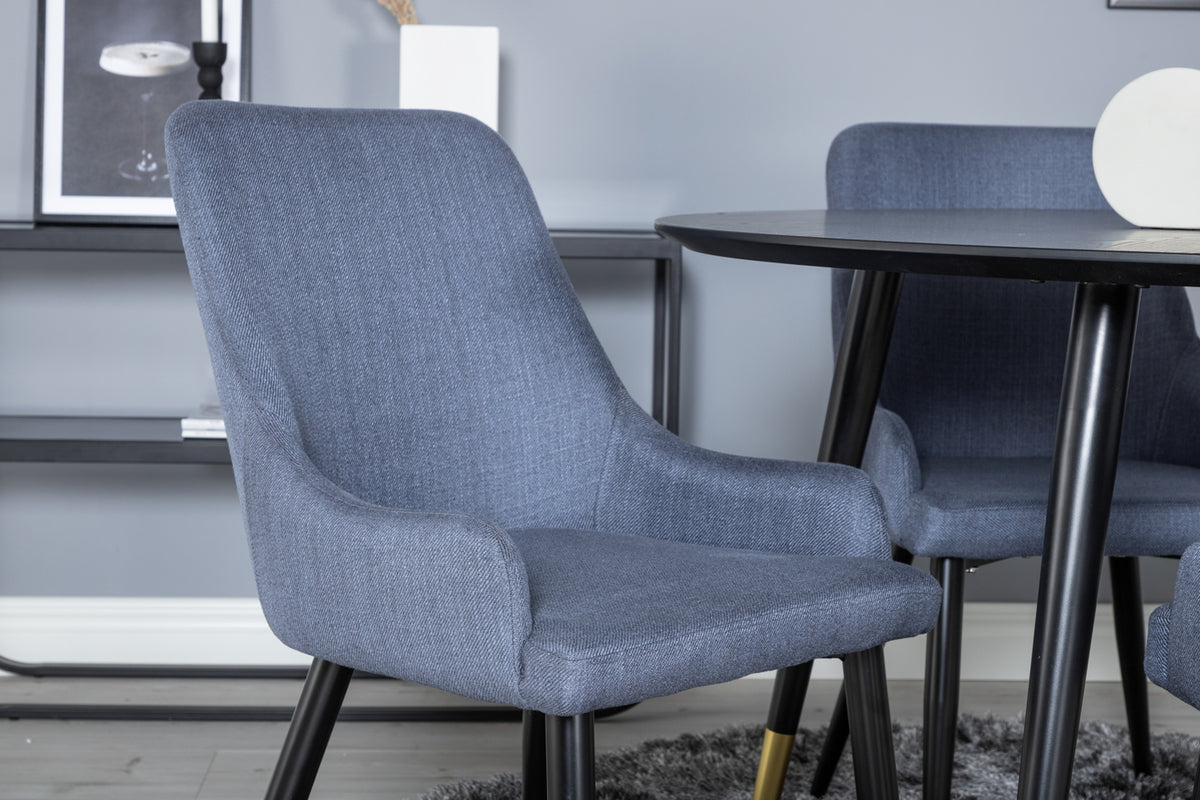 Venture Design Plaza & Dipp Matstolar Blå + Matbord ⌀115