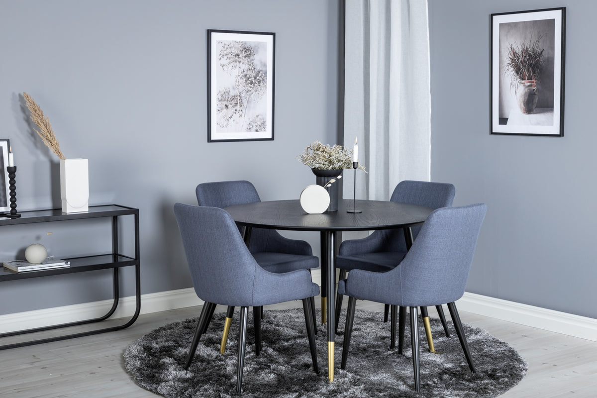 Venture Design Plaza & Dipp Matstolar Blå + Matbord ⌀115