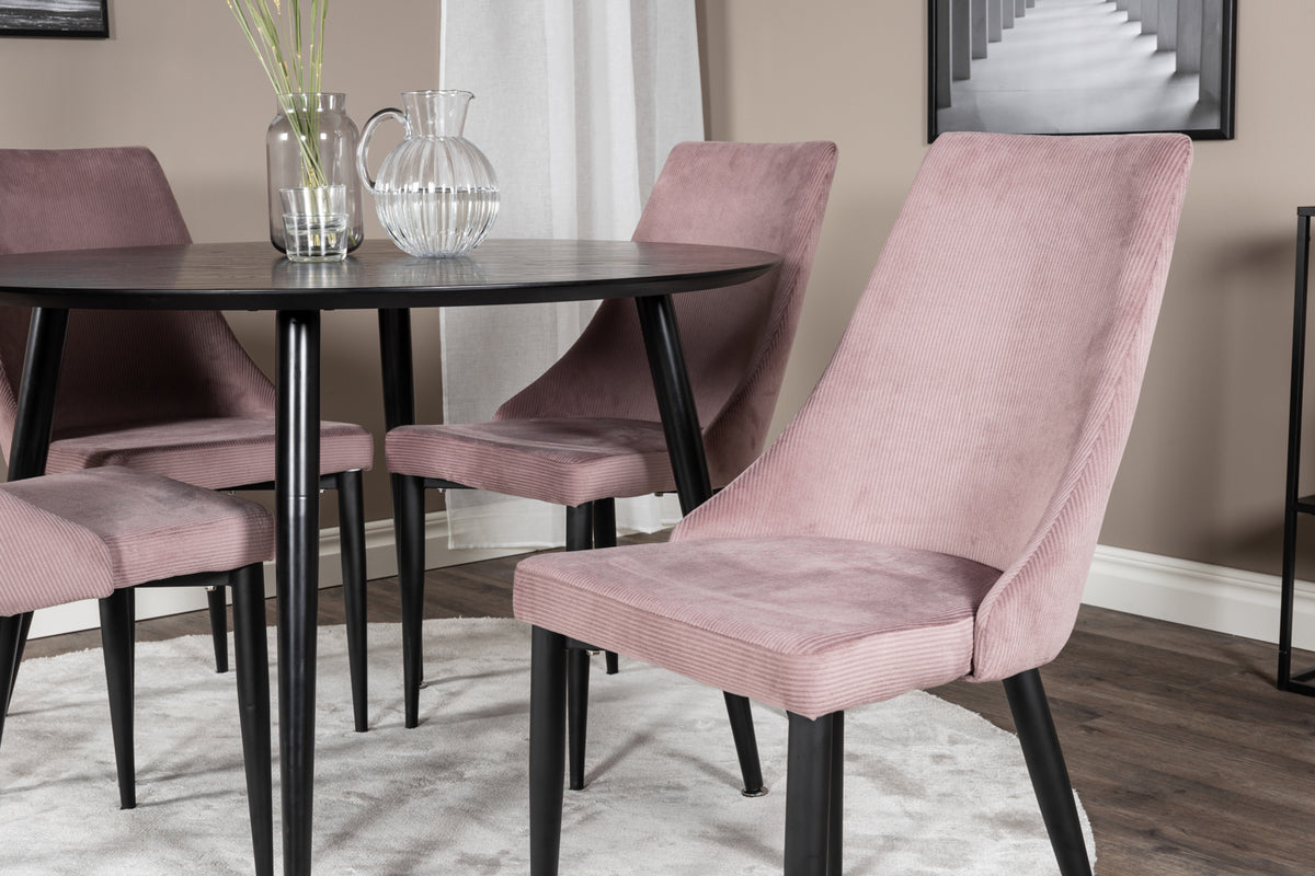 Venture Design Leone & Dipp Matstolar 2-pack Gammelrosa + Runda Matbord ⌀115 Svart