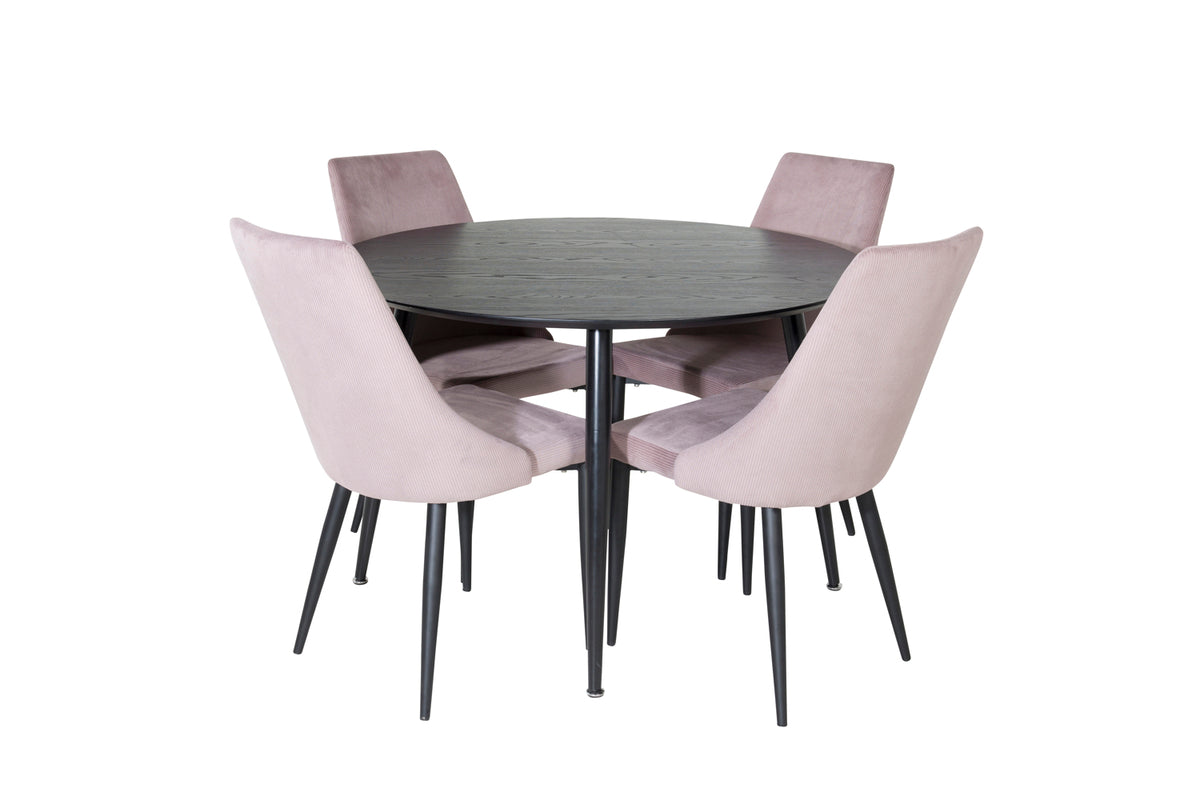 Venture Design Leone & Dipp Matstolar 2-pack Gammelrosa + Runda Matbord ⌀115 Svart