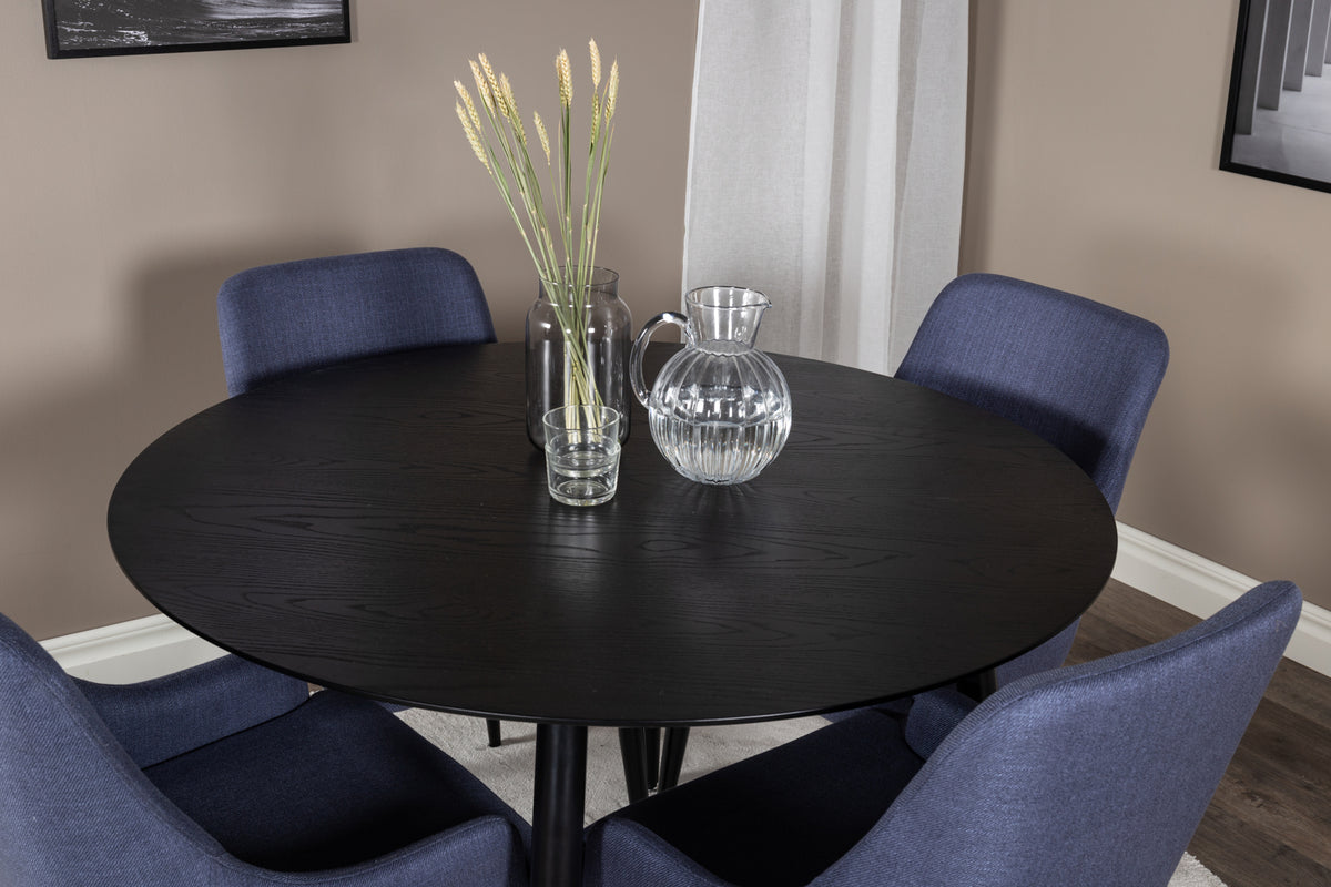 Venture Design Plaza & Dipp Matstolar Blå + Matbord ⌀115