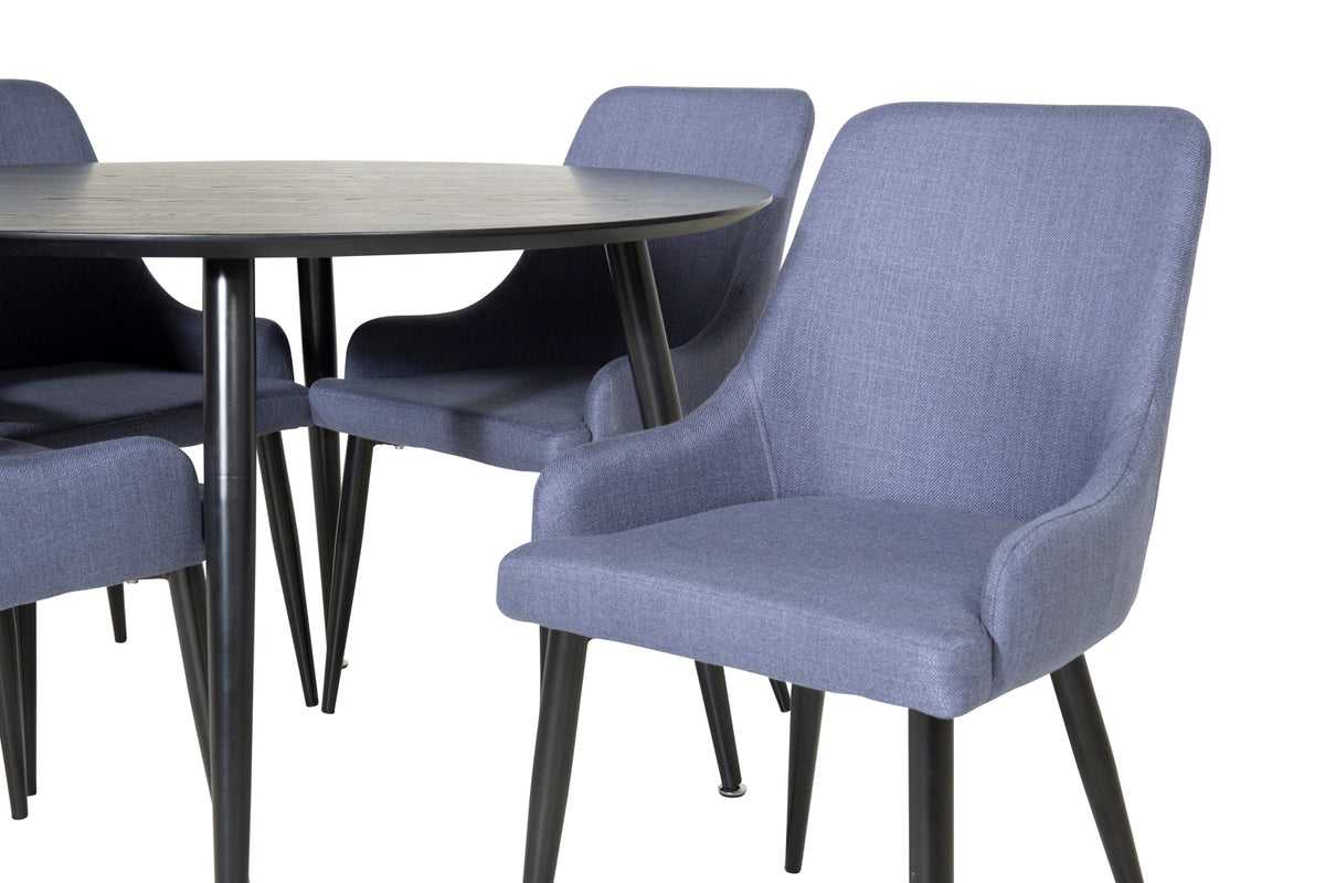 Venture Design Plaza & Dipp Matstolar Blå + Matbord ⌀115
