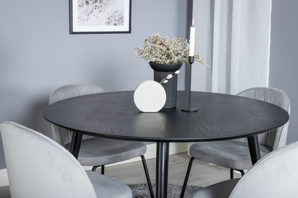 Venture Design Dipp & Polar Runda Matbord ⌀115 Svart + Matstolar 2-pack Svart