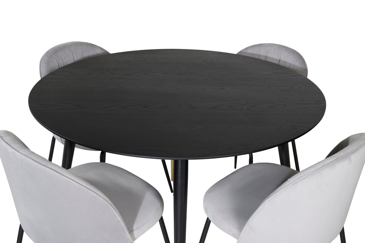 Venture Design Dipp & Polar Runda Matbord ⌀115 Svart + Matstolar 2-pack Svart