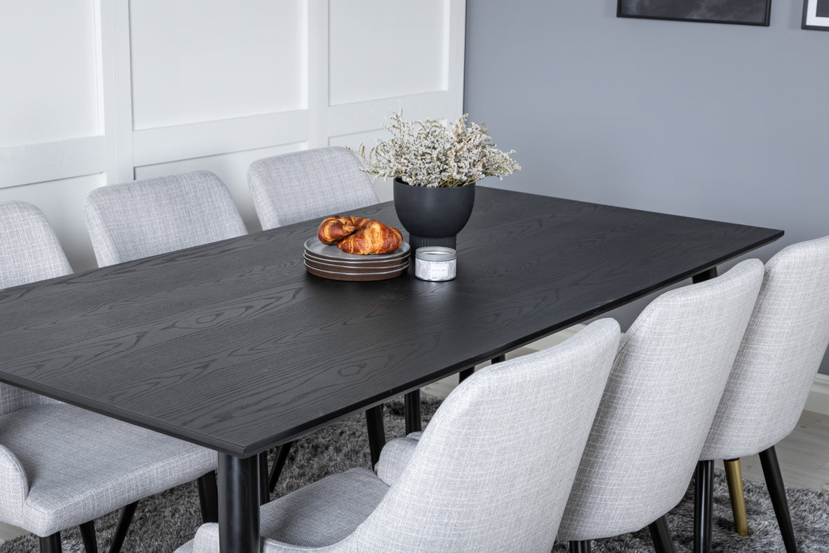 Venture Design Plaza & Dipp Matstolar 2-pack Grå + Rektangulära Matbord 180 x 90 Svart