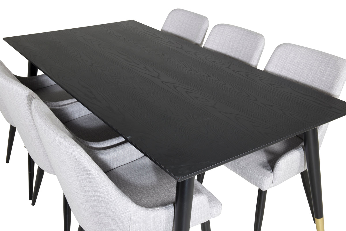 Venture Design Plaza & Dipp Matstolar 2-pack Grå + Rektangulära Matbord 180 x 90 Svart