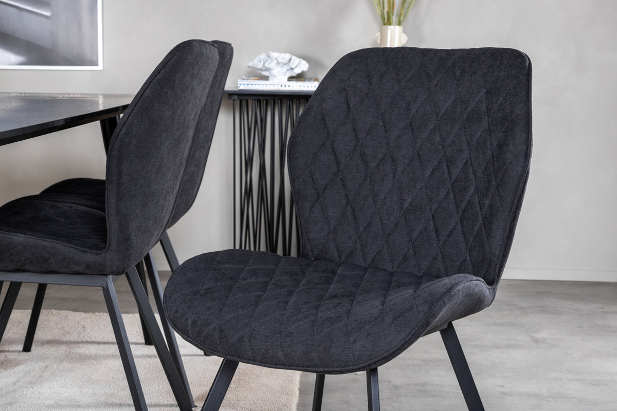 Venture Design Gemma & Dipp Matstolar 2-pack Svart + Rektangulära Matbord 180 x 90 Svart