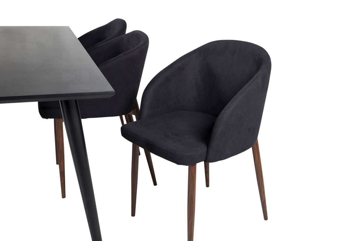 Venture Design Arch & Dipp Matstolar 2-pack Svart + Rektangulära Matbord 180 x 90 Svart