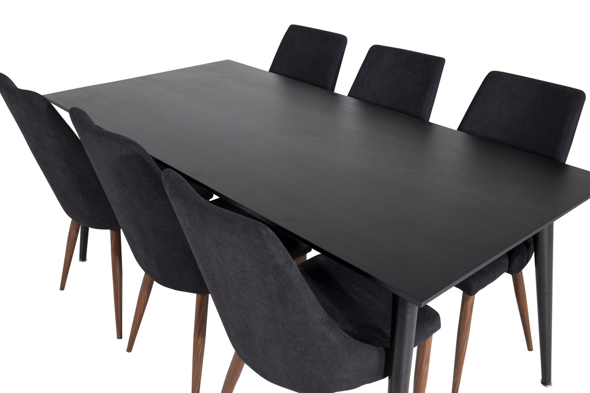 Venture Design Leone & Dipp Matstolar 2-pack Svart + Rektangulära Matbord 180 x 90 Svart