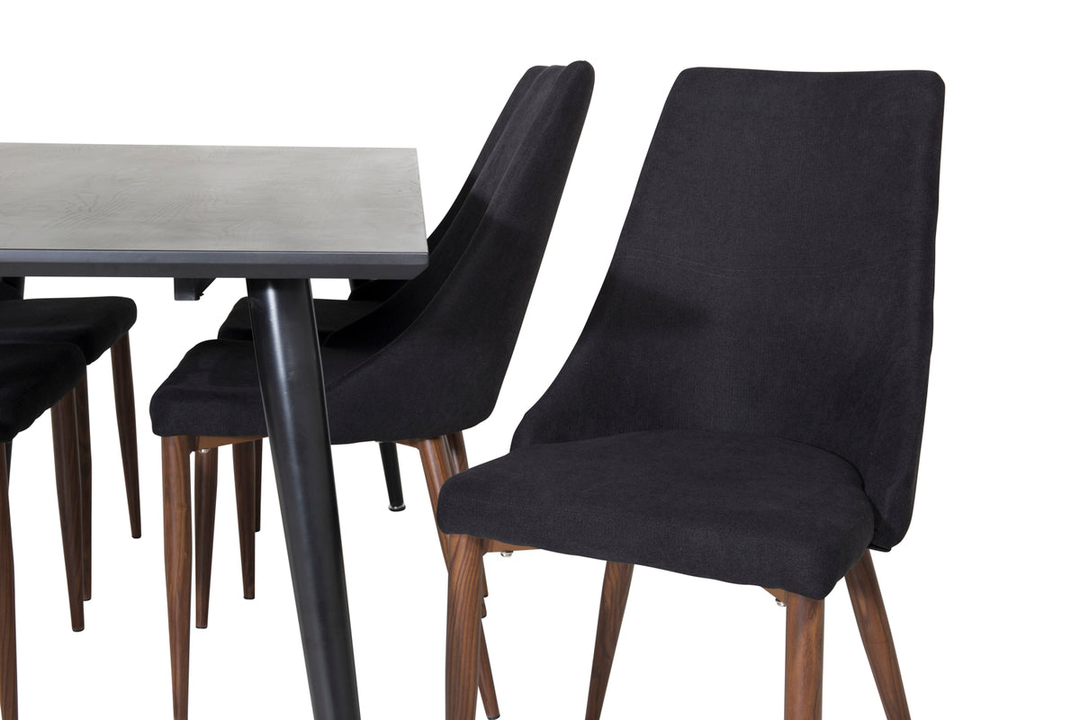 Venture Design Leone & Dipp Matstolar 2-pack Svart + Rektangulära Matbord 180 x 90 Svart
