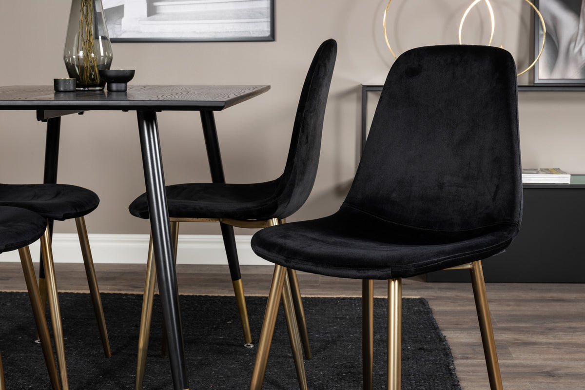 Venture Design Dipp & Polar Rektangulära Matbord 120 x 85 Svart + Matstolar 2-pack Svart