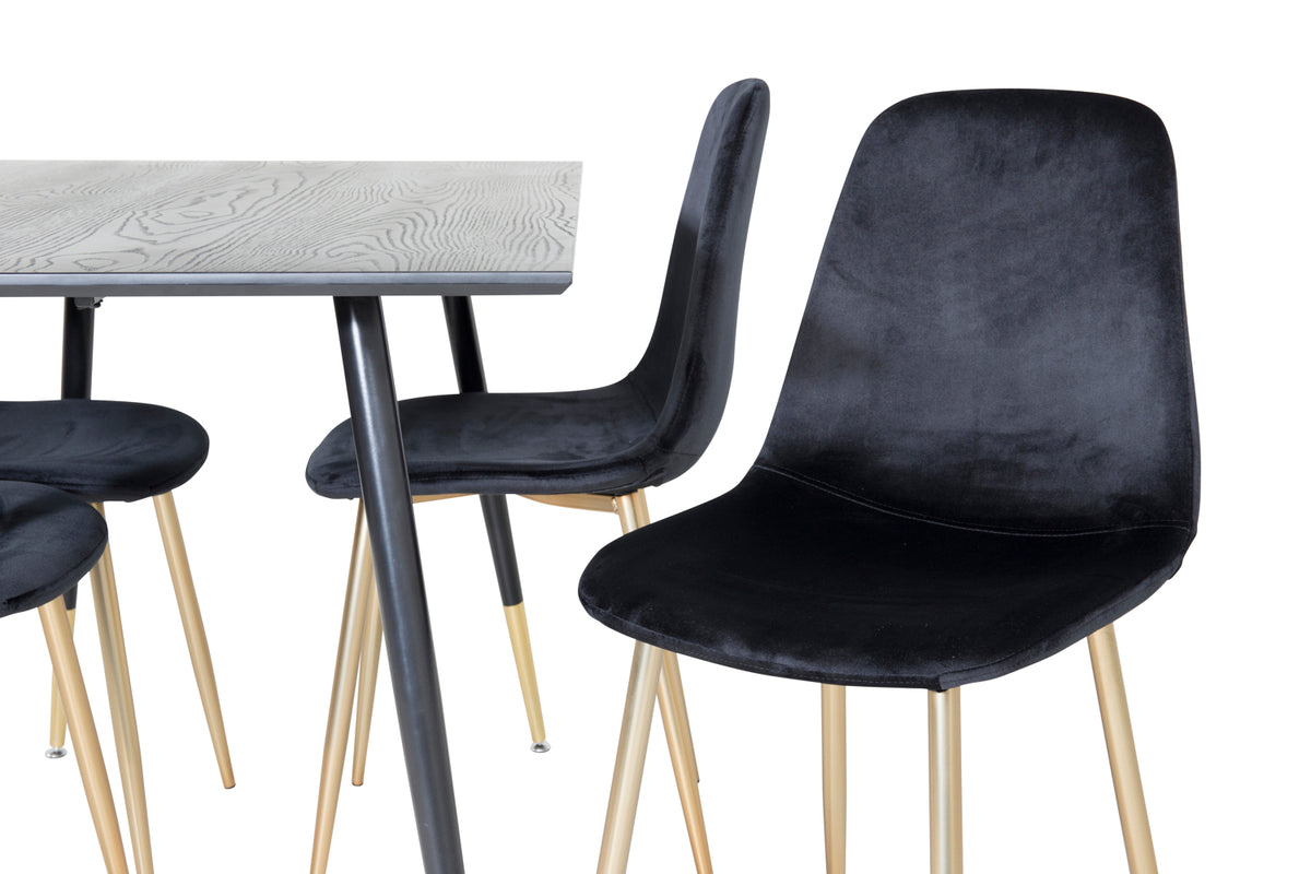 Venture Design Dipp & Polar Rektangulära Matbord 120 x 85 Svart + Matstolar 2-pack Svart