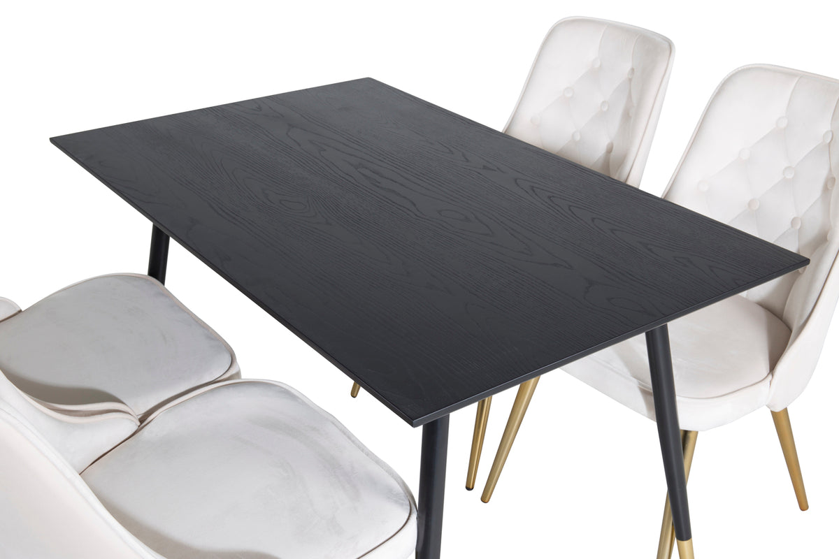 Venture Design Dipp & Velvet Deluxe Matbord 85x120 + Matstolar Beige