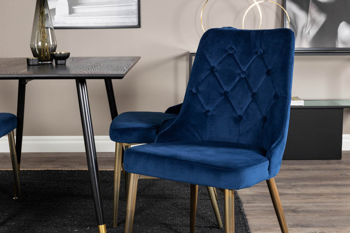 Venture Design Dipp & Velvet Deluxe Matbord 85x120 + Matstolar Blå