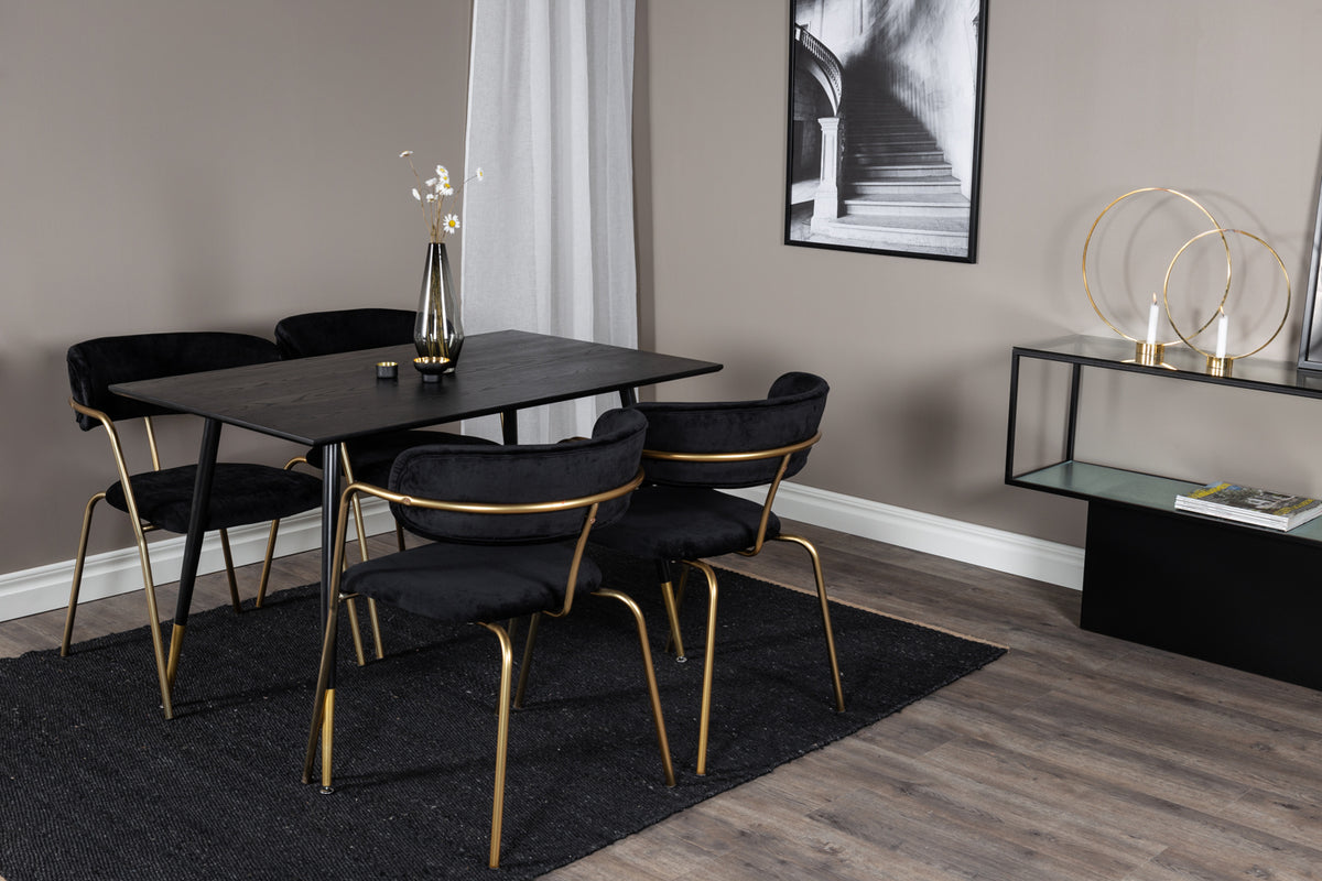 Venture Design Arrow & Dipp Matstolar 2-pack Svart + Rektangulära Matbord 120 x 85 Svart