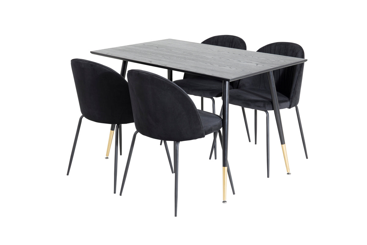 Venture Design Wrinkles & Dipp Matstolar 2-pack Svart + Rektangulära Matbord 120 x 85 Svart