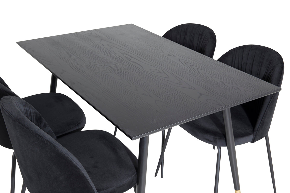 Venture Design Wrinkles & Dipp Matstolar 2-pack Svart + Rektangulära Matbord 120 x 85 Svart