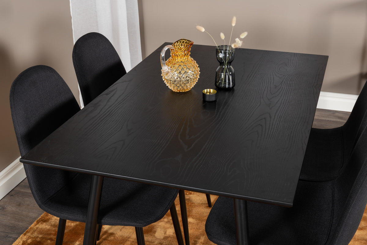 Venture Design Dipp & Polar Rektangulära Matbord 120 x 85 Svart + Matstolar 2-pack Svart