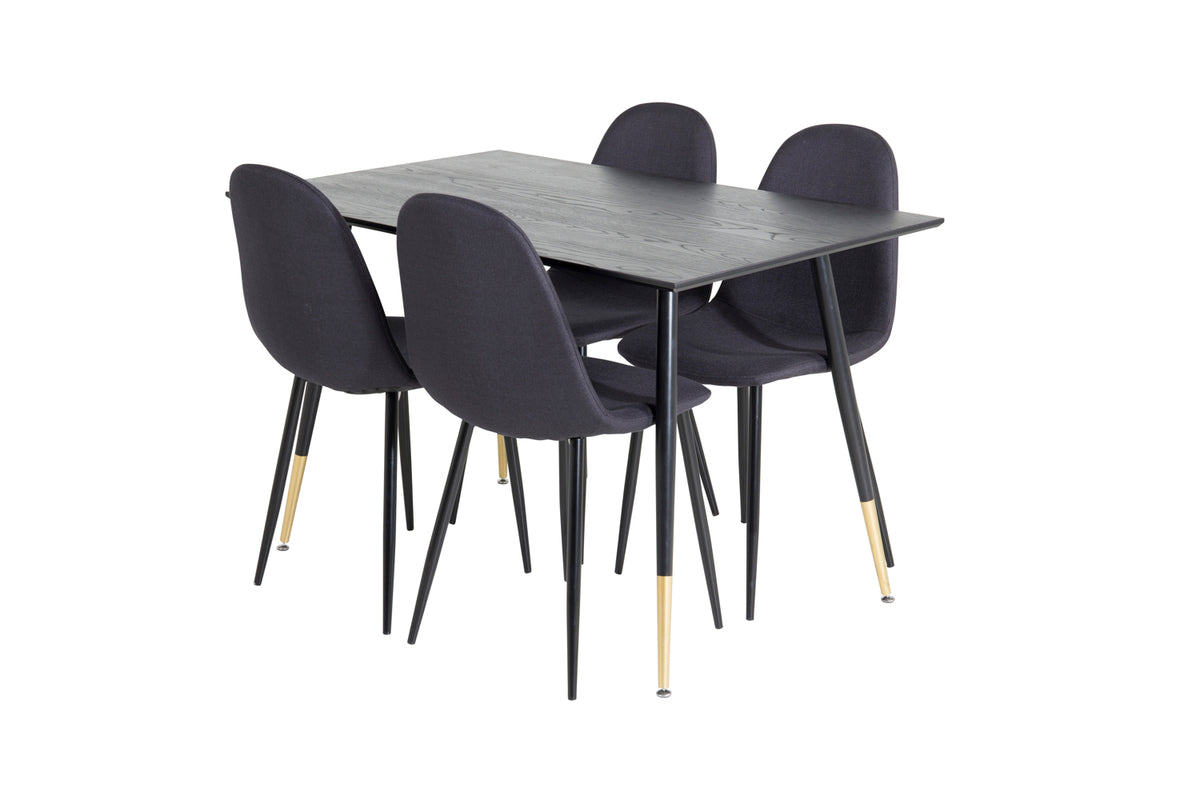 Venture Design Dipp & Polar Rektangulära Matbord 120 x 85 Svart + Matstolar 2-pack Svart