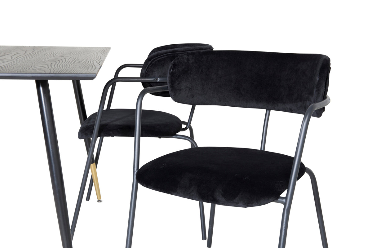 Venture Design Arrow & Dipp Matstolar Svart + Matbord 85x120
