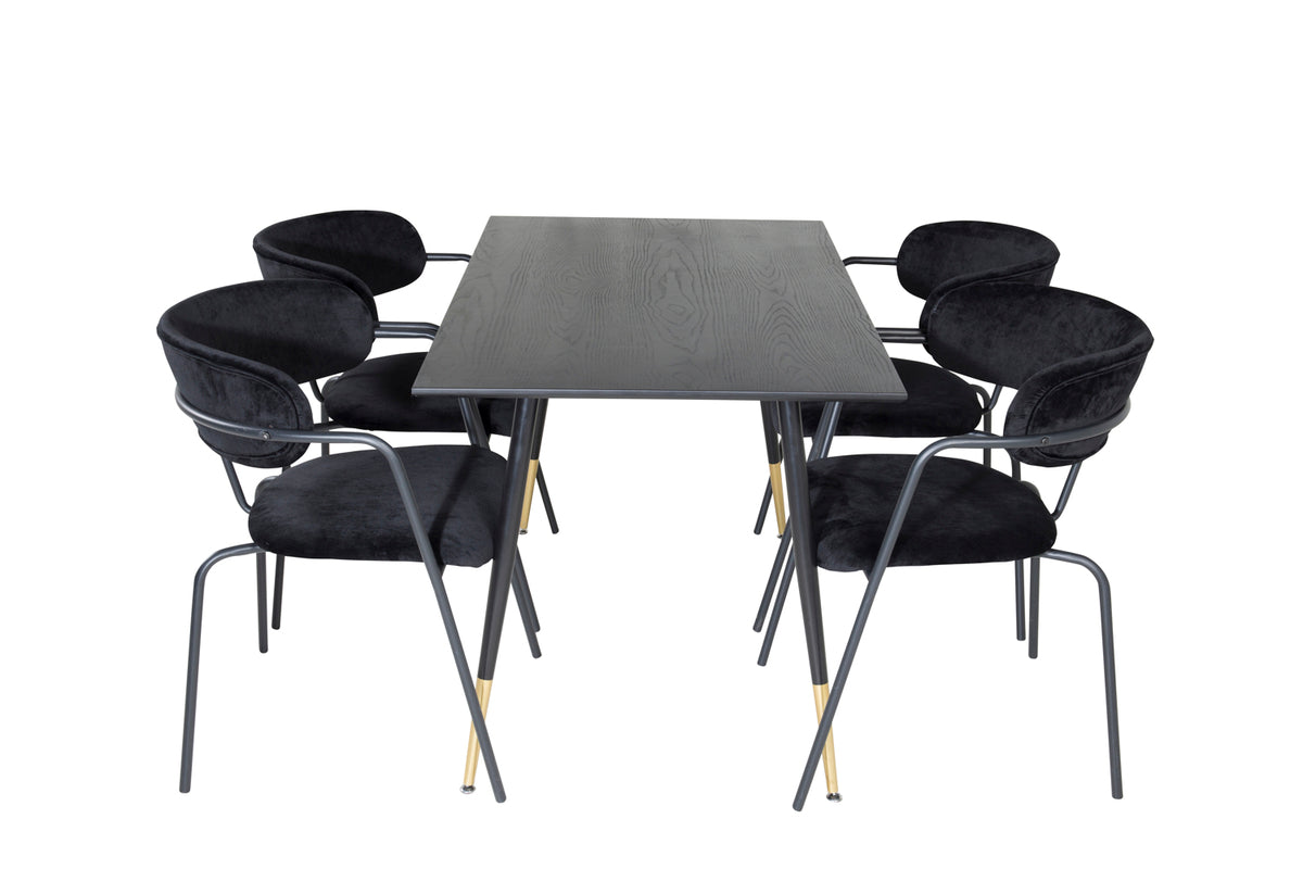 Venture Design Arrow & Dipp Matstolar Svart + Matbord 85x120
