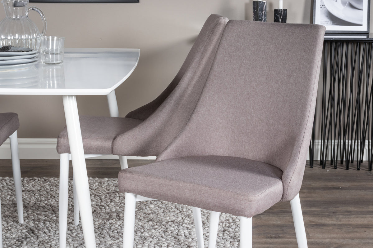 Venture Design Leone & Polar Matstolar 2-pack Grå + Rektangulära Matbord 120 x 75 Vit