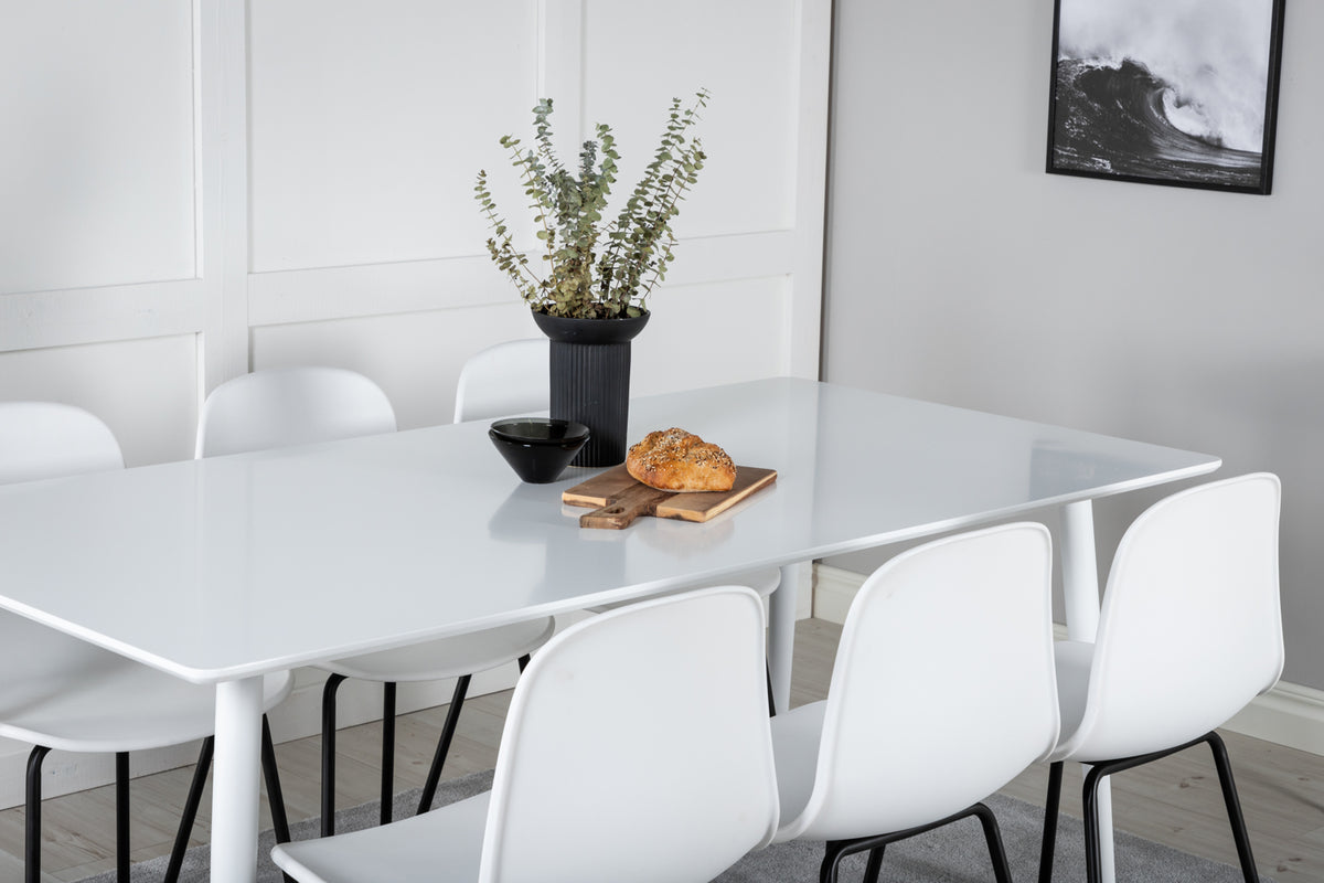 Venture Design Arctic & Polar Matstolar 2-pack Vit + Rektangulära Matbord 180 x 90 Vit