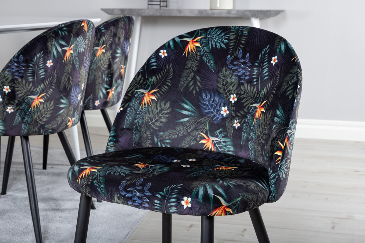 Venture Design Polar & Velvet Rektangulära Matbord 180 x 90 Vit + Matstolar 2-pack Svart
