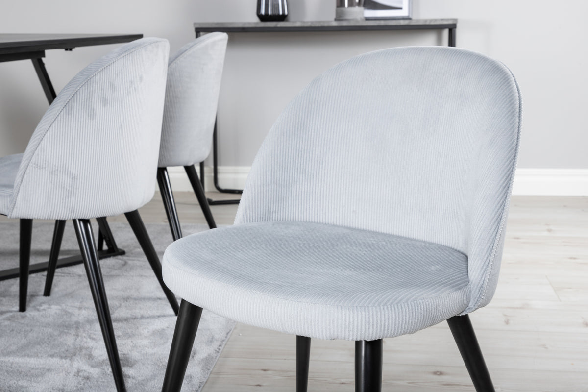 Venture Design Marina & Velvet Rektangulära Matbord 180 x 90 Svart + Matstolar 2-pack Ljusgrå